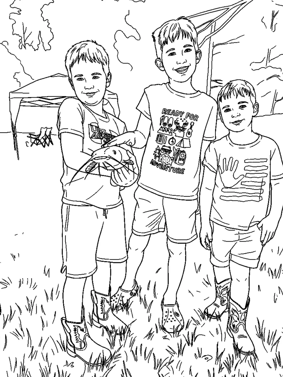 The same photo as a black-and-white coloring page
